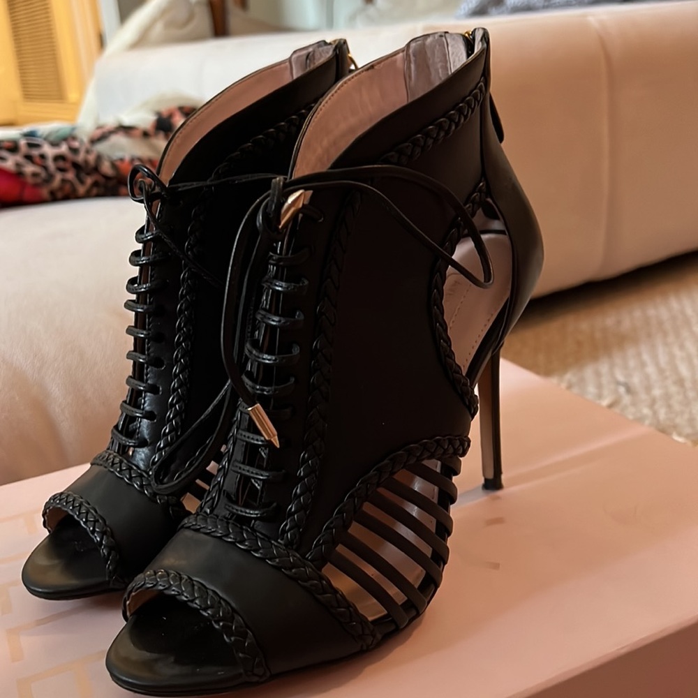 Black lace up heels